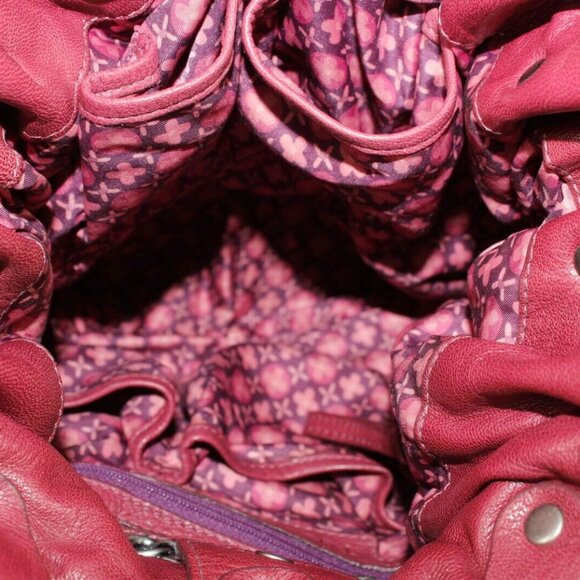 Lockheart Burgundy Red 14 X 11 Leather Braided Applique Detail Boho Purse - Picture 6 of 7